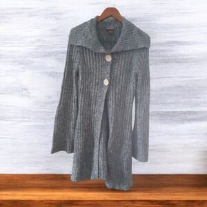 Hook Up By IOT Women Long Sleeve Wooden Buttons Knit Cardigan Gary Size M